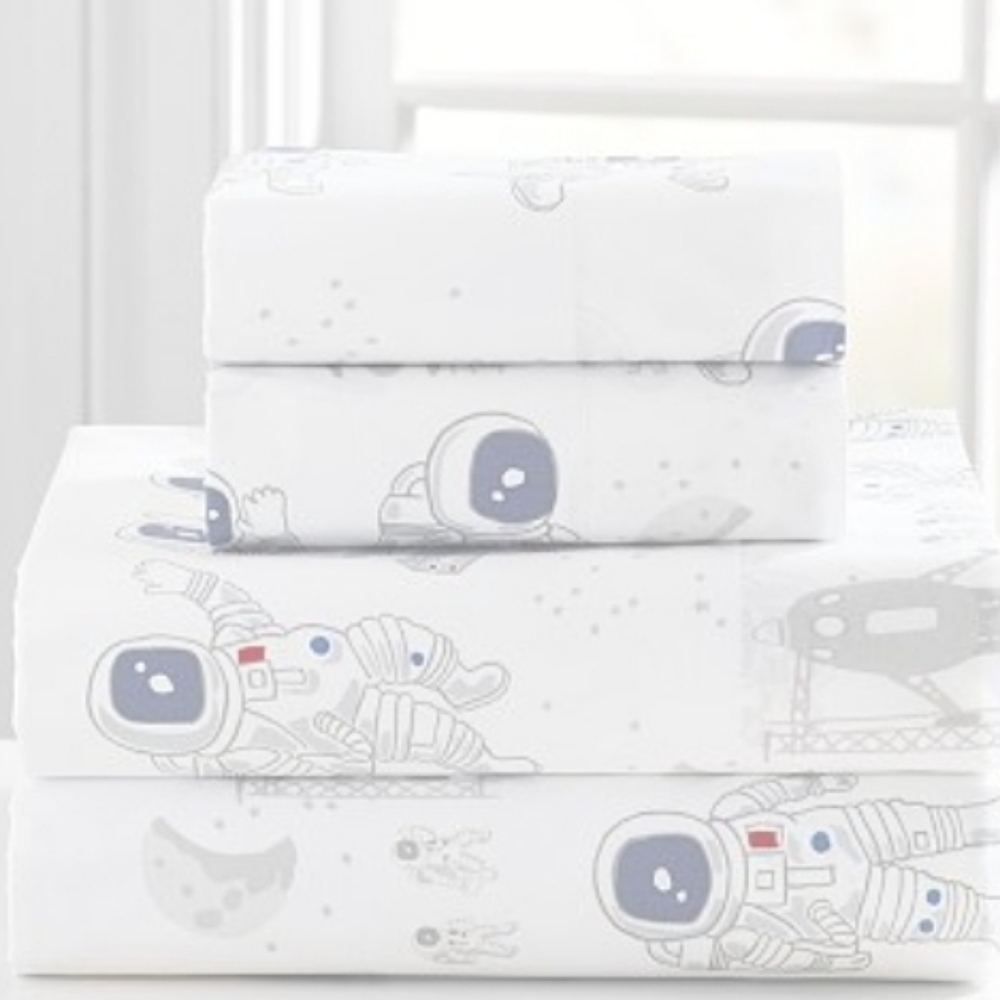 Pottery Barn Kids Astronaut Print Bedding 4 Piece Set